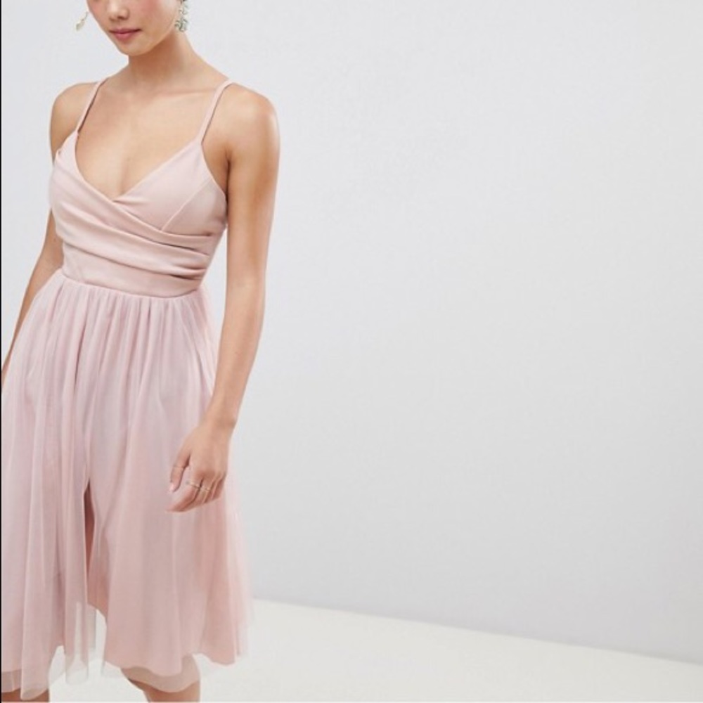 ❤️SOLD❤️🧁ASOS DESIGN SCUBA CAMI WRAP TULLE DRESS